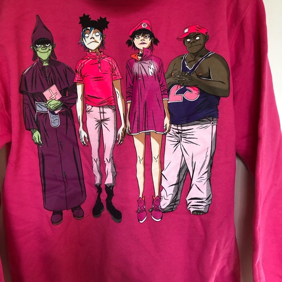 Gorillaz Rock Band Pink Hoodie Sweatshirt - Picture 5 of 5